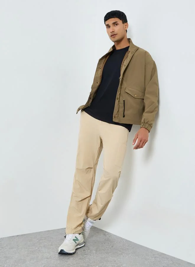 Styli Men Grey Zip-Up Solid Relaxed Jacket